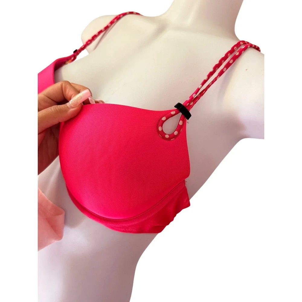 Y2K‎ 2000s Victorias Secret Sexy Little Things Pink Polka Dot Strap Push Up Bra